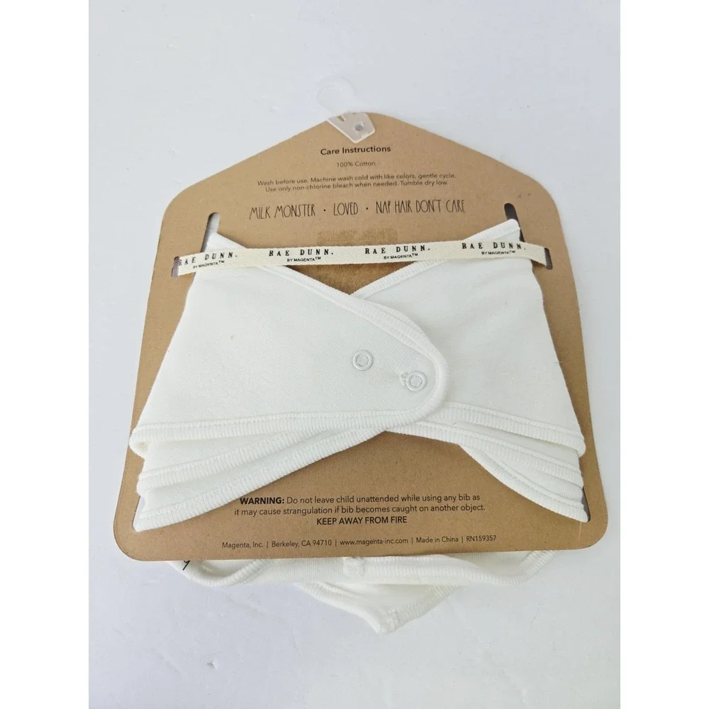 Rae Dunn Baby Bib Set Milk Monster NEW set of 3 Bandana Bibs